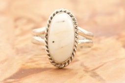 Genuine White Buffalo Turquoise Sterling Silver Ring